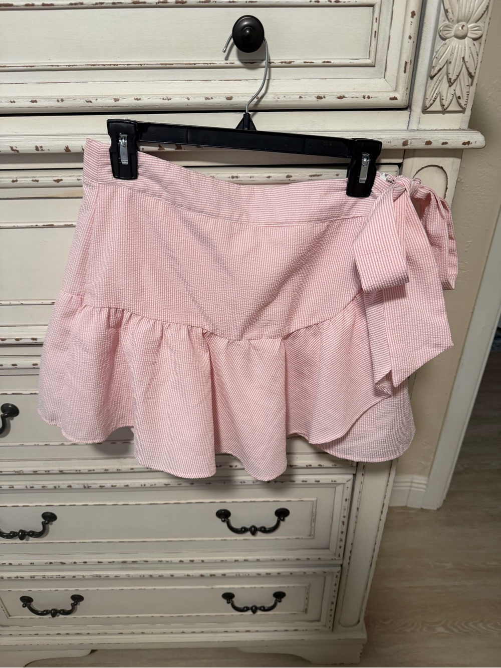 Blue Rain Pink Tie-Detail Ruffle Skirt- Francesca’s